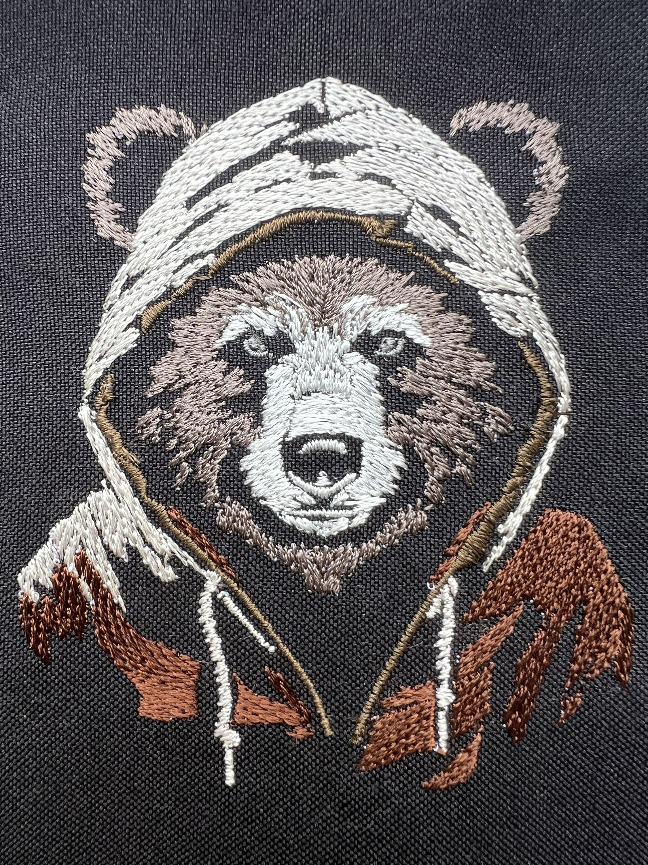Bold Bear in Hoodie Embroidery Design – Unique and Stylish