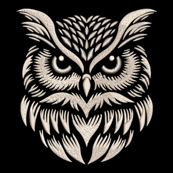 Midnight Owl Embroidery Design - Mystic Fairy Forest Bird, Optimized for Dark Fabrics, PES File Format, Instant Digital Download