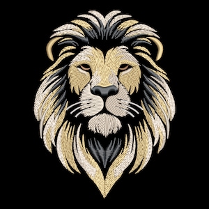 Sovereign Lion Majesty Embroidery Design  - Royal Feline for Dark Textiles,  Elegant Powerful Animal -  Wild Jungle King, Machine PES files