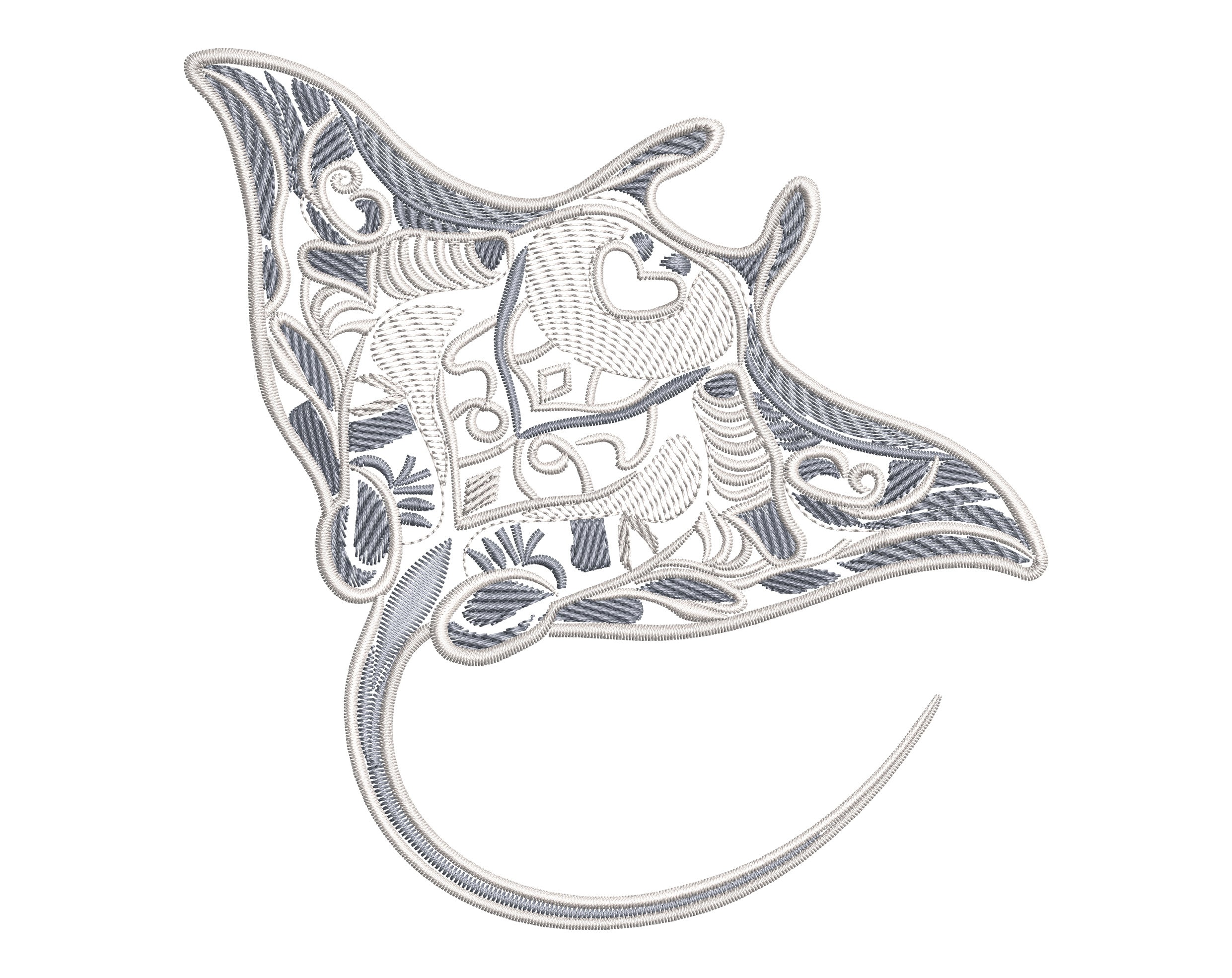 Elegant Manta Ray Embroidery Design - Oceanic Stingray Pattern for ...