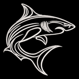 Shark Line Art Embroidery Design – Minimalist Ocean Wildlife Pattern, Digital Nautical Sewing File for Apparel & Décor, PES Art