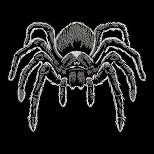 Realistic Tarantula Spider Embroidery Design - Creepy Halloween Embroidery Pattern for Black Fabric, Gothic Spooky Crafts PES files
