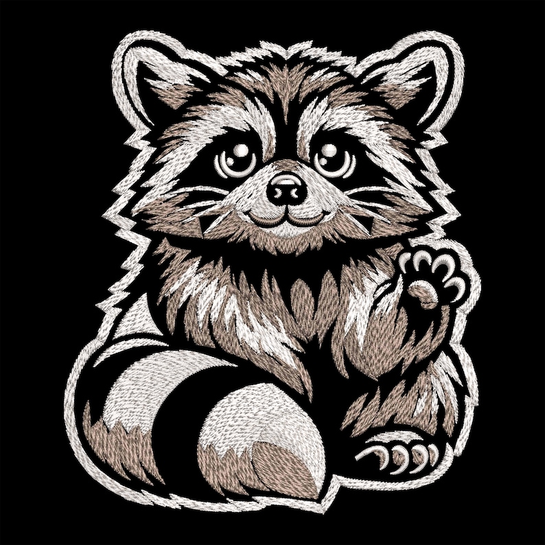 Cute Raccoon Embroidery Design – Adorable Woodland Animal Stitching ...