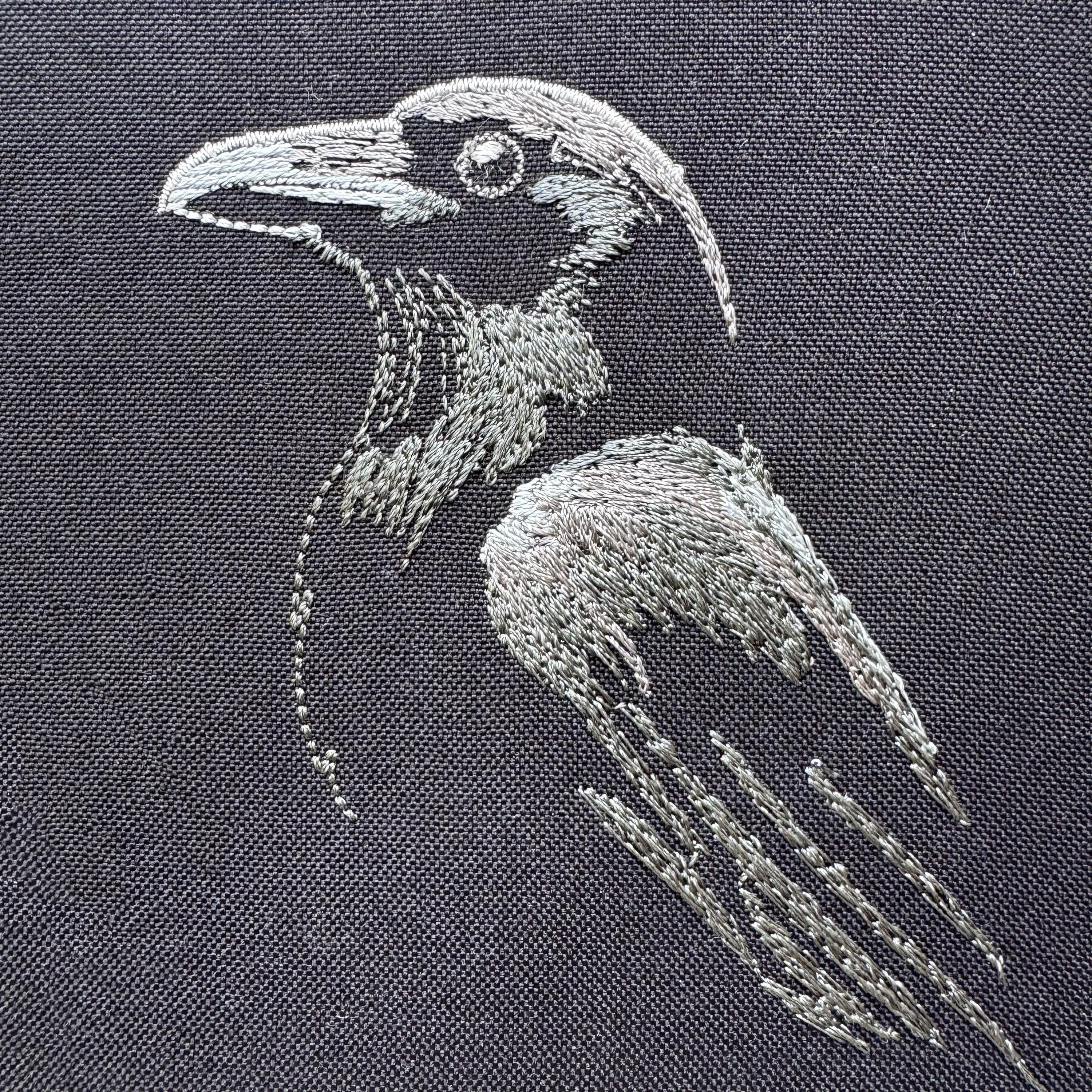 Elegant Crow Embroidery Design - Detailed Bird Art for Dark Fabrics ...