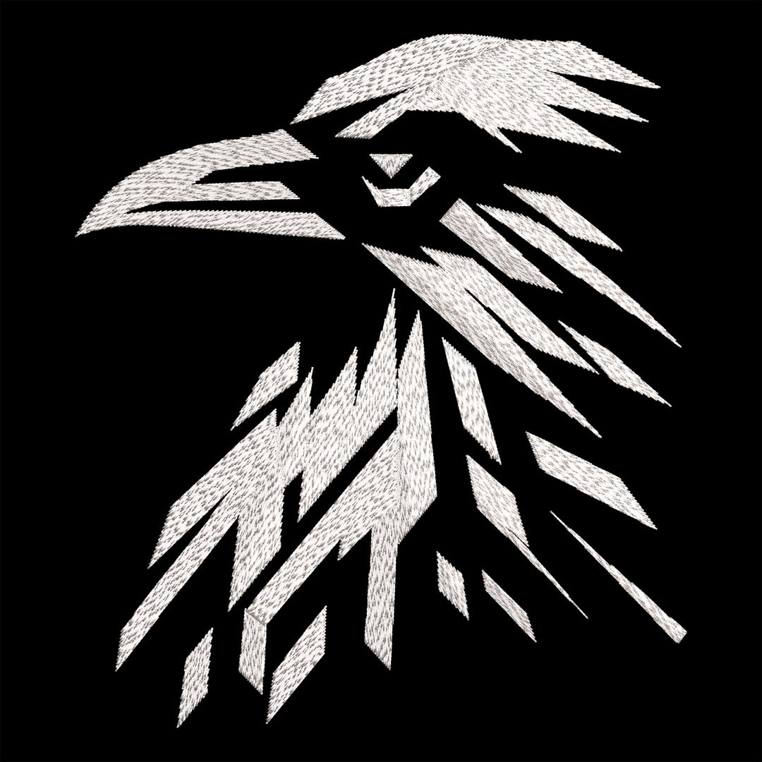 Geometric Ravens Pattern Geometric Raven Embroidery Design – Modern Abstract Bird Pattern for ...
