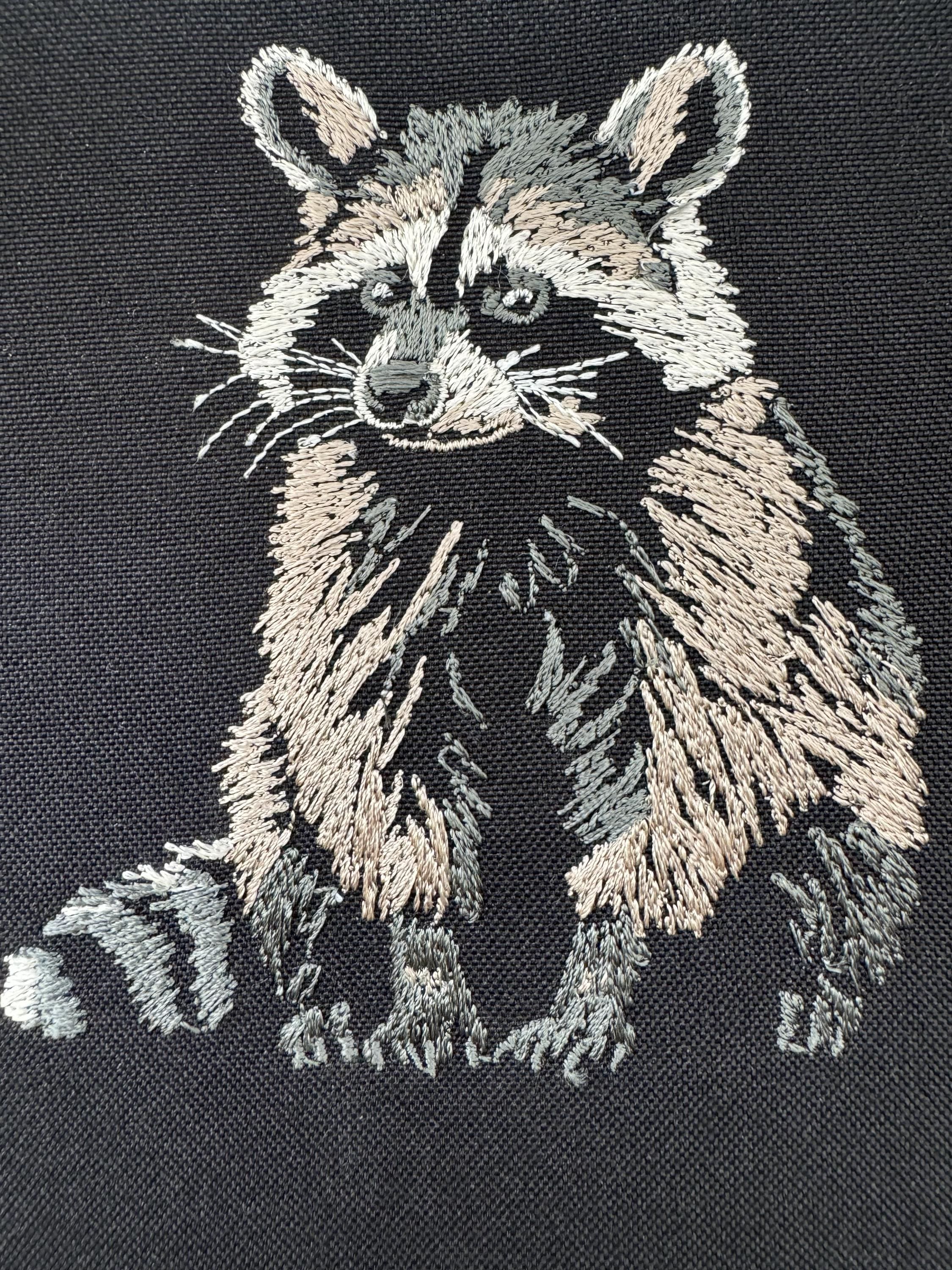 Realistic Raccoon Embroidery Design - Adorable and Detailed Embroidery ...