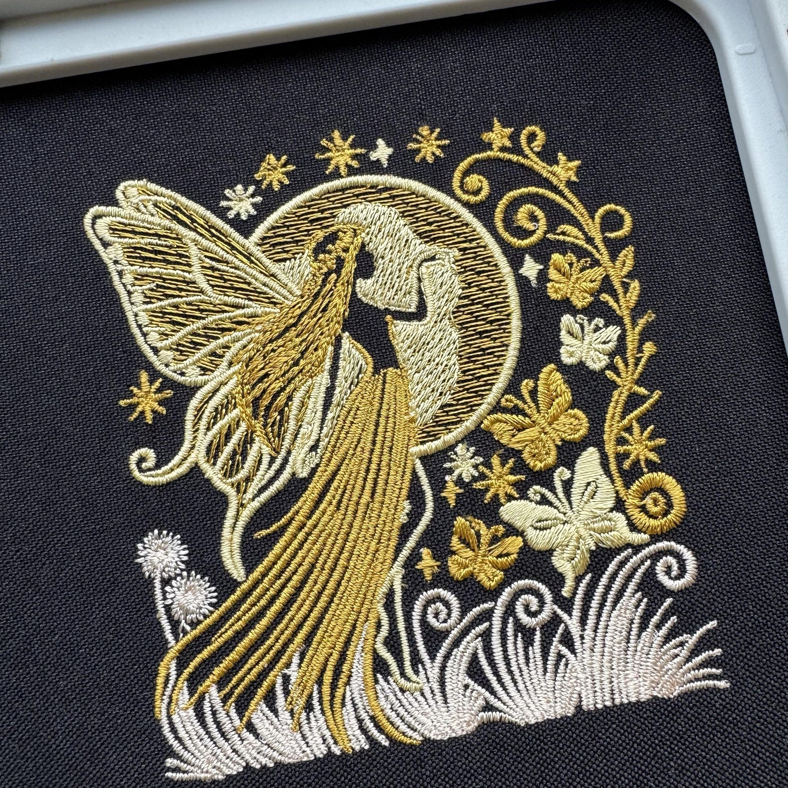 Moon Fairy Embroidery Design – Whimsical Silhouette Machine Embroidery ...