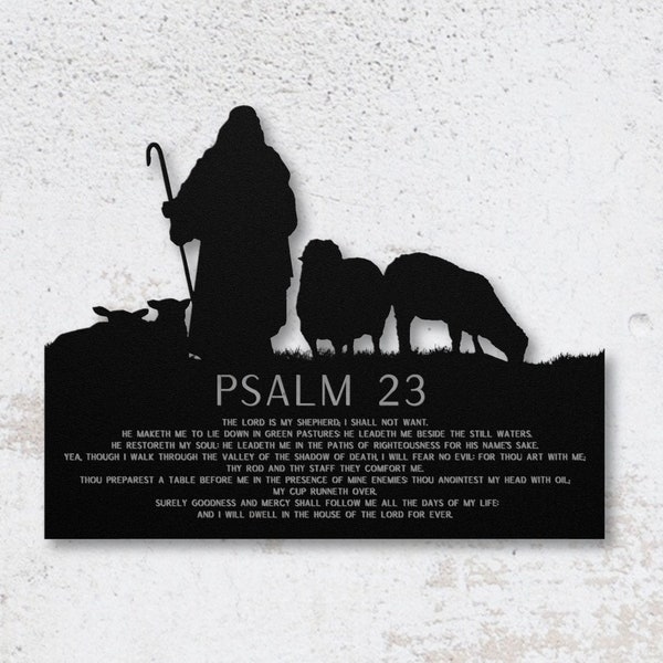 Psalm 23 Metal Wall Art, Personalized Upon Request, Christian Gift, Religious Decor, Shepherd Wall Art, Bible Scripture Art, Unique Gift