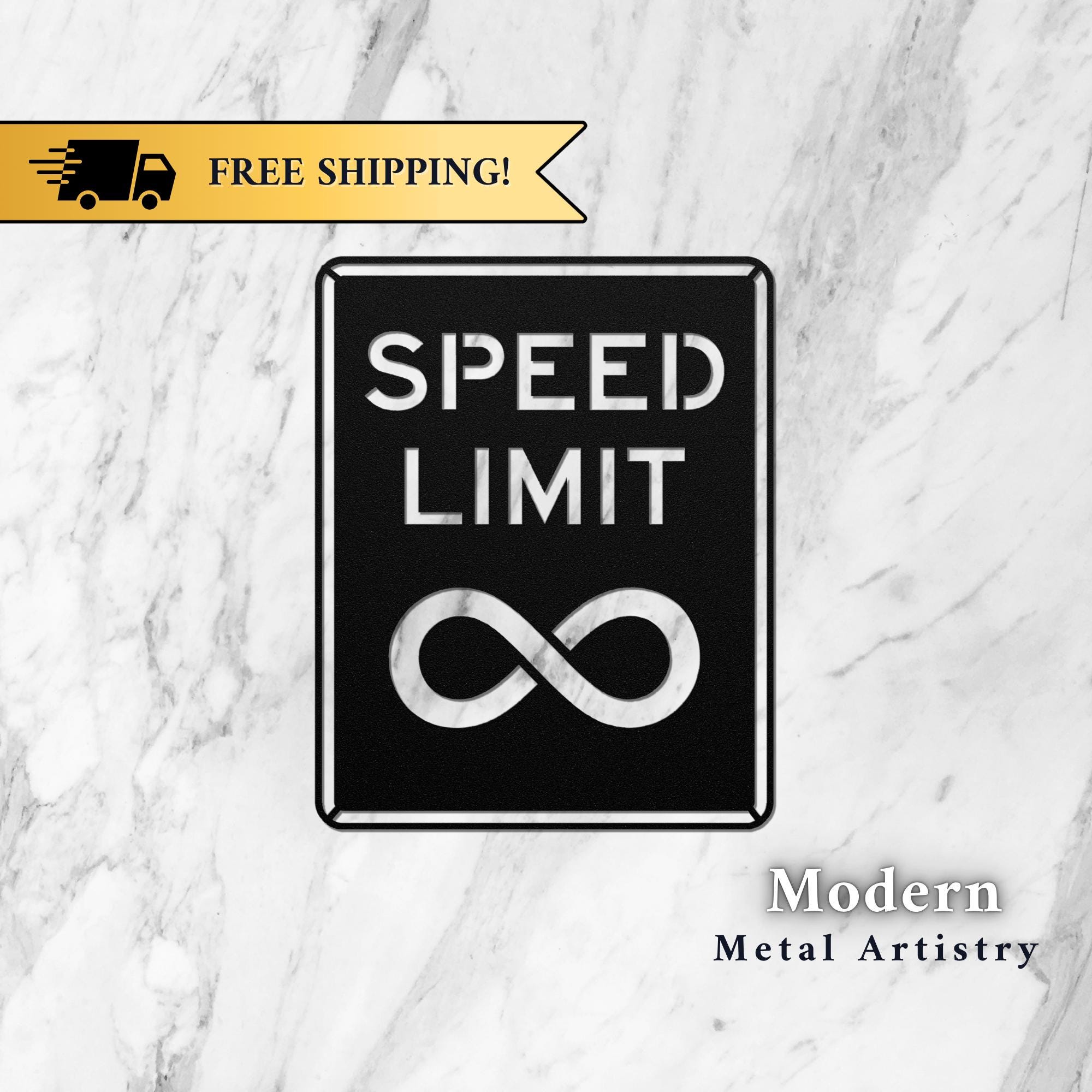 Speed Limit Infinity Metal Art - Cool Gift for Game Room, Man Cave