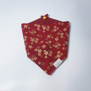 Red & Golden Sakura Cherry Blossom, Reversible, Double Sided, Snap On, Tie and Snap, Cute Dog Cat Bandana, Pet Accessories, Studio Howl Pets