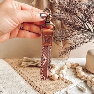 Aztec Keychain Loop Western Keyring Charm Country Music Accessory Cowboy Style Gift Rustic Rodeo Keychain Southwest Bag Charm Cowgirl