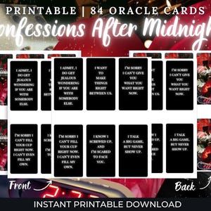 Bekentenissen na middernacht Afdrukbaar Oracle-spel, berichten van je ex, thuis afdrukken Oracle-tarotspel, 84 kaarten, digitale download