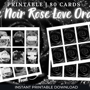 Druckbares Orakel Deck, Noir Rose Twin Flame Orakel Deck, digitaler Download - 80 Karten, Print at Home