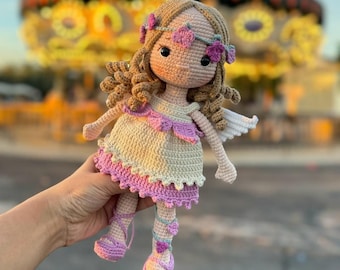 Handmade Crochet Doll, Fairy doll, gift for kids, Knit toy, Birthday gift for kids, Gift for daughter, niece gift, Baby plush, Baby doll