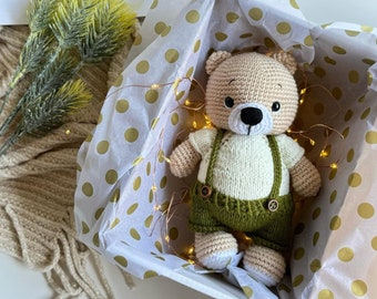 Teddy bear toy, crochet toys, gift for baby boy, Knit toy, 1st Birthday gift, plushie teddy, Handmade stuffed animal toy, Baby shower gift