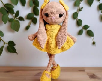 Easter bunny, Doll, Little bunny toy, Handmade toys for babies and kids, Gift for kids, Knit doll, Crochet Rabbit toy, 1st birthday gift