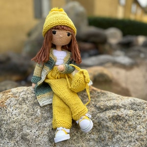 Muñeca crochet, Juguetes hechos a mano para niños, regalo para ella, Regalo de cumpleaños, para hija, Muñeca natural, venta, Muñeca tejida a mano con accesorios Yellow-Short Hair