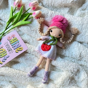 Birthday gift for kids, Doll with accessories, Sale, Handmade crochet doll for kids, Toys for girl, Gift for granddaughter, knit doll