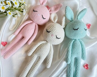 Easter bunny, Doll, Bunny toy, Newborn gift, Handmade toys for kids, Gift for babies, Knit doll, Crochet Rabbit toy, 1st birthday gift, Sale