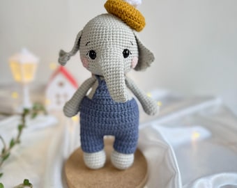 Petit éléphant, jouets au crochet, cadeau pour bébé garçon, jouet en tricot, cadeau de 1er anniversaire, peluche fait main, cadeau de baby shower, peluche
