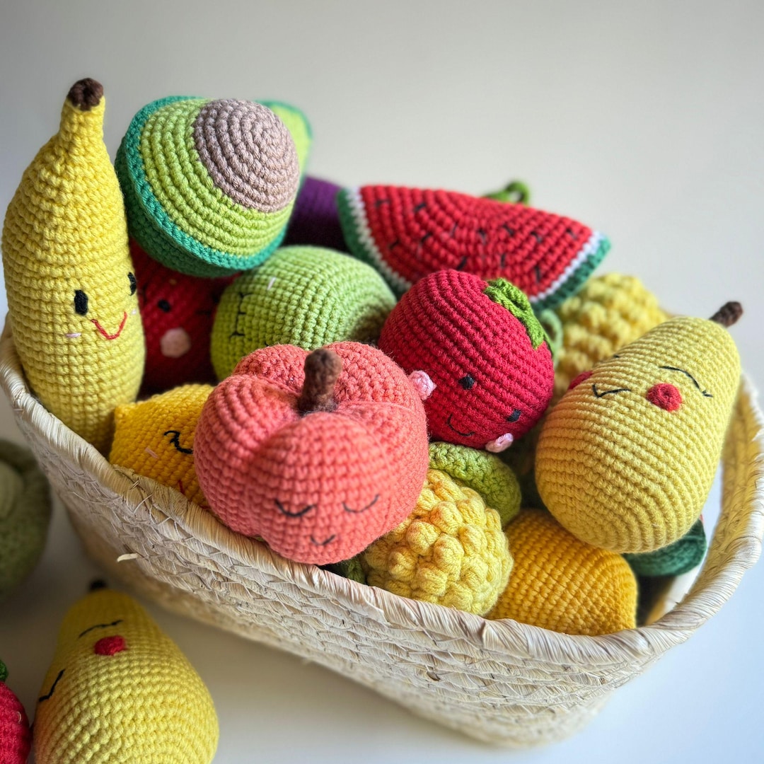 Baby Rattle, Crochet Fruits & Veggies Rattle Toys for Baby, Crochet ...