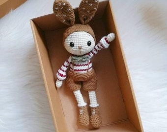 Little Easter bunny, Handmade toys for babies and kids, Gift for kids, Knit doll, Crochet Rabbit toy, 1st birthday gift, Baby shower gift
