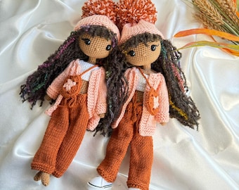 Dark skin handmade doll for kids, African American doll, Black crochet doll, Toys for kids, Amigurumi doll, Birthday gift for kids, BLM