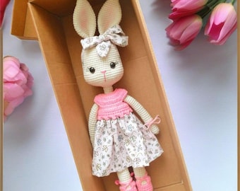 Little bunny, Handmade toys for babies and kids, Gift for kids, Knit doll, Crochet Rabbit toy, Birthday Easter gift, Unique Handmade gift