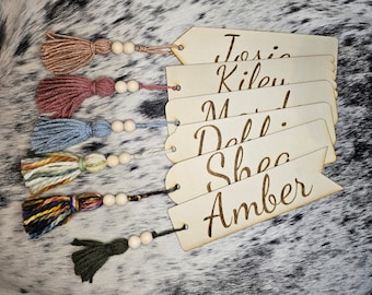 Personalized Wooden Bookmarks with Handmade Tassel