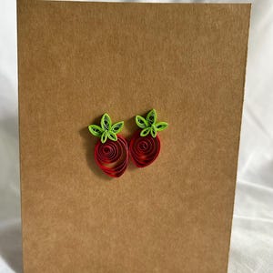 Carte de voeux piquante faite main - Fraises d'été