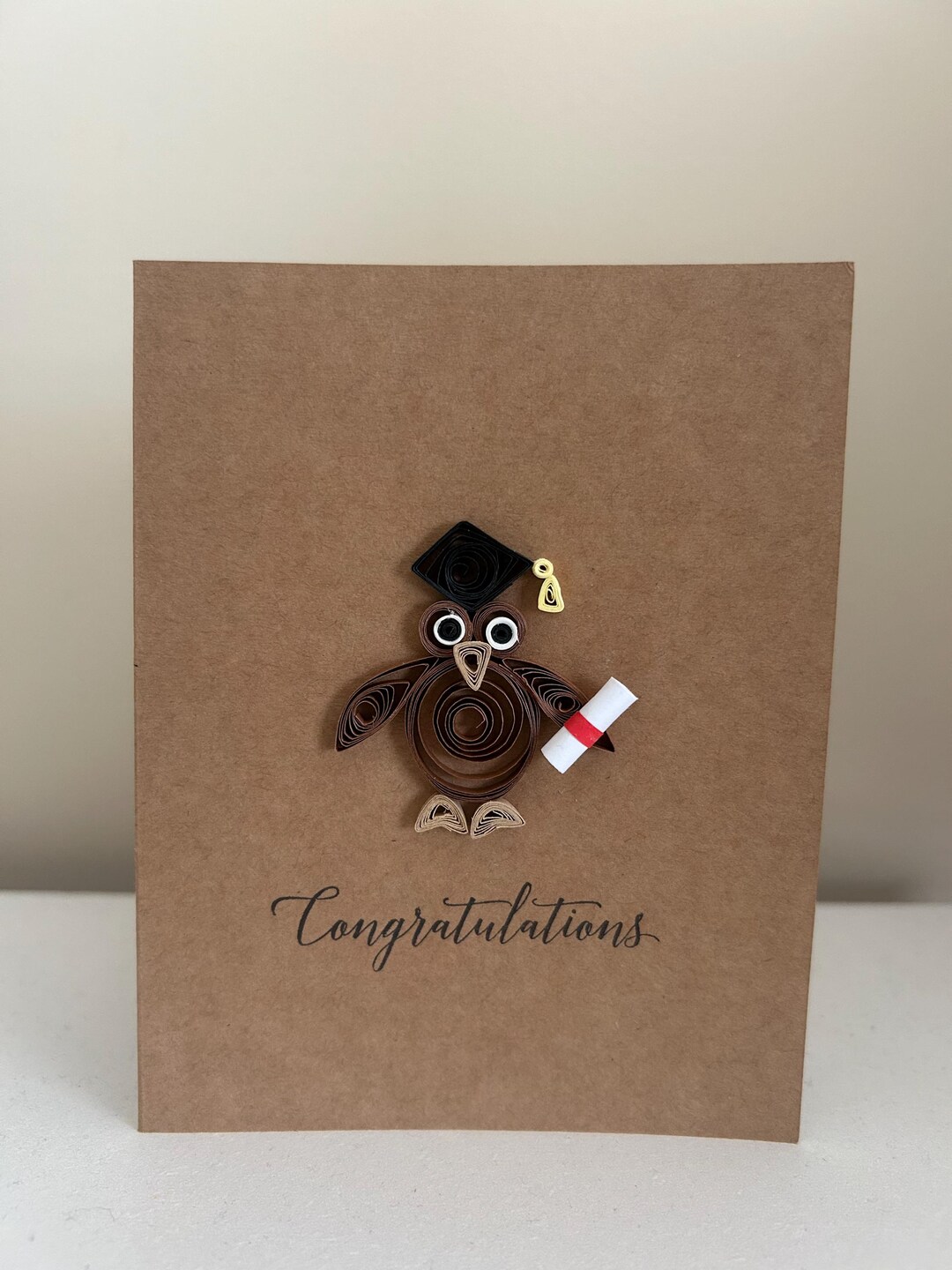Handmade Quilled Graduation Owl Card – Congratulations Greeting for ...