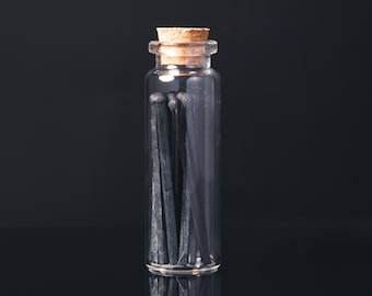 Cerillas minimalistas / Cerillas de seguridad en frasco, cerillas negras largas, cerillas a granel, cerillas para chimenea y velas, cerillas en botella.