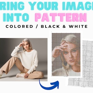 Custom cross stitch pattern, Personalized photo to embroidery chart, Unique handcrafted needlework gift for weddings, birthdays, home Decor
