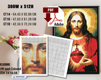 Patrón de punto de cruz de Jesucristo, bordado cristiano (patrón en PDF)