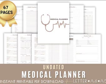 Minimalist Medical Planner, Healthcare Organizer (Printable PDF Download)