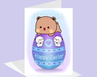 Bubu and Dudu Easter Card, Blank Easter Card, Cute Greeting Cards, Easter Card For Kids, Romantic Cards, Friends Cards,