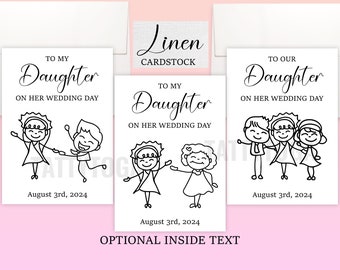 Daughter Wedding Card, Custom Bride Wedding Card, Personalized Whimsical Folded Wedding Card, Folded Wedding Card, 7x5 A7