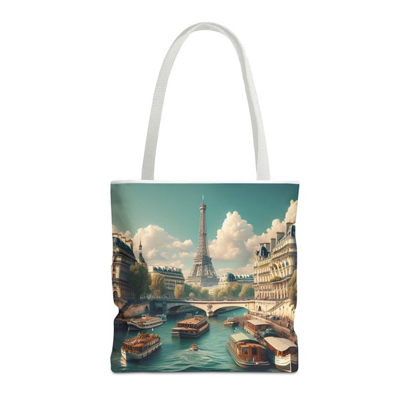 Paris Tote Bag Printed on Both Sides Free Shipping, Eiffel Tower Tote Bag, Paris Eiffel Tower Tote Bag