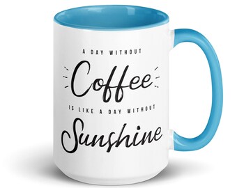 Coffee Sunshine-mok, kleurrijke binnenkant, cadeau voor koffieliefhebber