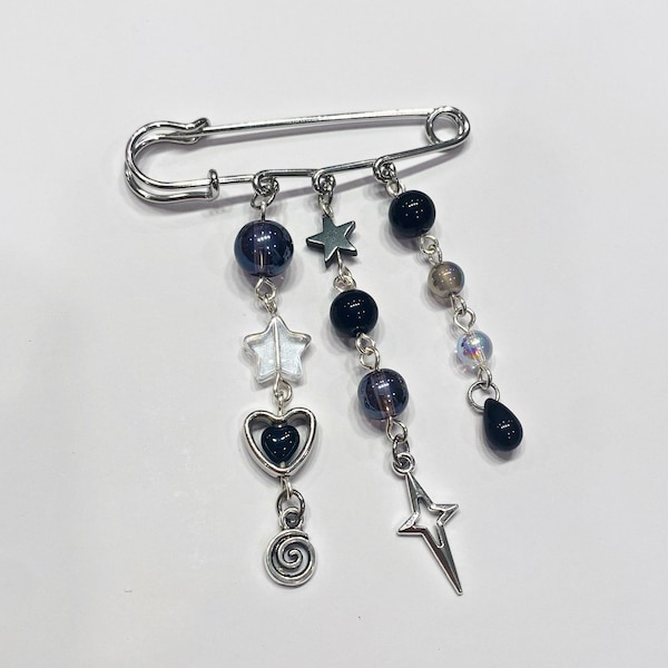 grunge coquette safety pin charm for tote bag / clothes / fabric