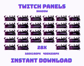 Twitch Panel, panels twitch, Purple Twitch Panels, Dark Twitch Panels, twitch stream panels, black twitch panels, anime twitch panel