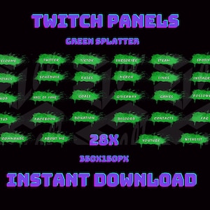 twitch panel, green twitch panels, panel twitch, splatter twitch panel, neon twitch panels, neon green twitch panels, cool twitch panels,