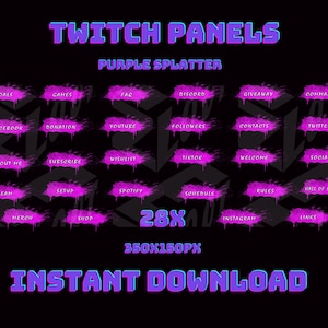 twitch Panel, violettes Twitch Panel, Panel Twitch, Splatter Twitch Panel, Neon Twitch Panels, Neon Violettes Twitch Panel, cooles Twitch Panel,