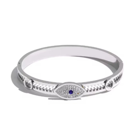 Black Evil Eye Ring with Crystal Center and Edges Black Evil Eye Ring with Crystal Center and Edges