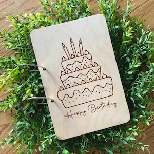 Tarjetero personalizado, tarjetas de cumpleaños, madera de abedul, tarjetero, regalos de cumpleaños, tarjetero personalizado, grabado, tarjetero de feliz cumpleaños