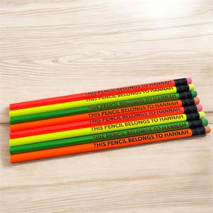 Custom Pencils, Personalized pencils, Back to school, Neon Pencils, School Pencils, Teacher Gifts, School Supplies, Stocking Stuffers