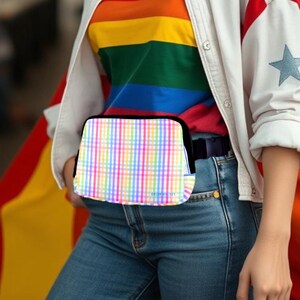 Pride Belt Bag: Gingham Design. Stylish Fanny Pack. Adjustable Crossbody Bag for Her, Him, or They - Perfect for Travel and Everyday Use