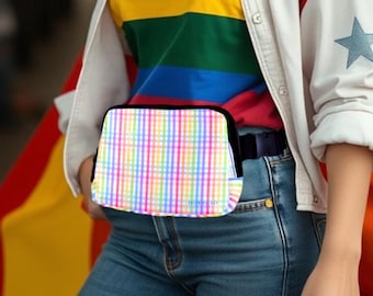 Pride Belt Bag: Gingham Design. Stylish Fanny Pack. Adjustable Crossbody Bag for Her, Him, or They - Perfect for Travel and Everyday Use