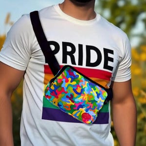 Pride Belt Bag: Rainbow Camo. Stylish Fanny Pack. Adjustable Crossbody Bag for Her, Him, or They - Perfect for Travel and Everyday Use