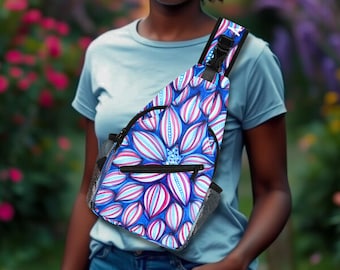 Fireworks Flower Crossbody Sling Bag with Adjustable Strap. Chest Pack